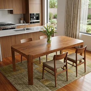 79 Inch Solid Wood Dining Table Seats 6 for Farmhouse and Modern Elegant Rooms