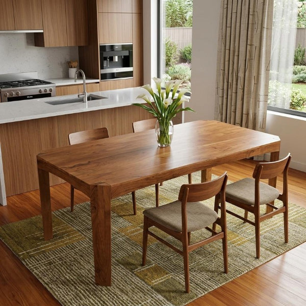 79 Inch Solid Wood Dining Table Seats 6 for Farmhouse and Modern Elegant Rooms