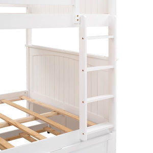 English Elm Full Over Bunk Bed with Trundle Solid Pine Wood Kids Bedroom Sleeper LT000044AAK-1