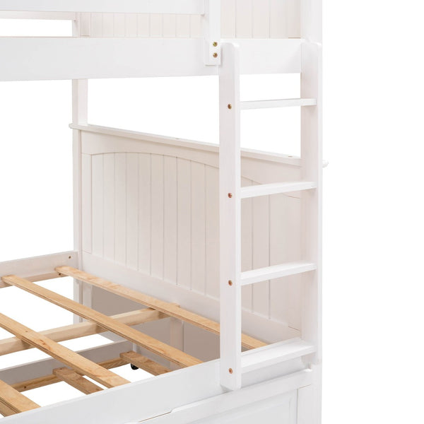 English Elm Full Over Bunk Bed with Trundle Solid Pine Wood Kids Bedroom Sleeper LT000044AAK-1