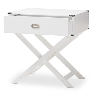 Baxton Studio Baxton Studio Curtice Modern White End Table with Storage Drawer & Open Shelf for Stylish Living Spaces GLD08085/White