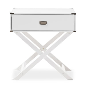 Baxton Studio Baxton Studio Curtice Modern White End Table with Storage Drawer & Open Shelf for Stylish Living Spaces GLD08085/White
