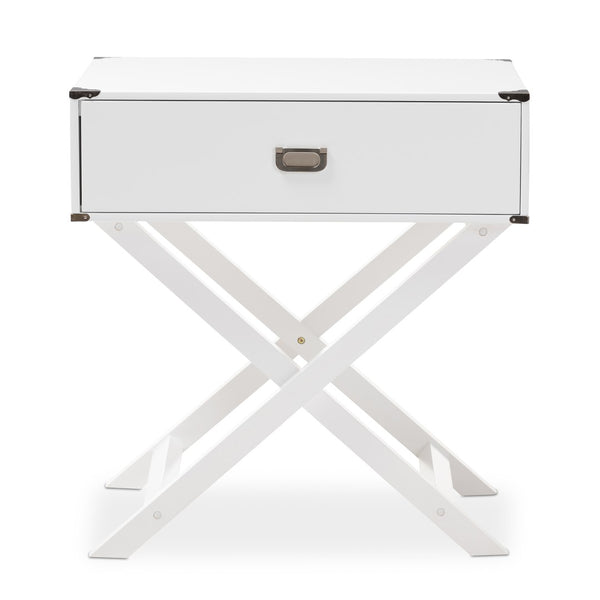 Baxton Studio Baxton Studio Curtice Modern White End Table with Storage Drawer & Open Shelf for Stylish Living Spaces GLD08085/White