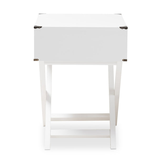 Baxton Studio Baxton Studio Curtice Modern White End Table with Storage Drawer & Open Shelf for Stylish Living Spaces GLD08085/White