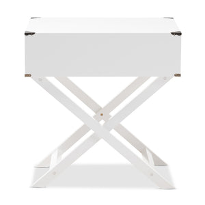 Baxton Studio Baxton Studio Curtice Modern White End Table with Storage Drawer & Open Shelf for Stylish Living Spaces GLD08085/White