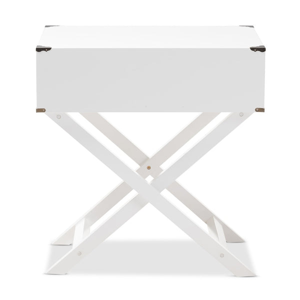 Baxton Studio Baxton Studio Curtice Modern White End Table with Storage Drawer & Open Shelf for Stylish Living Spaces GLD08085/White
