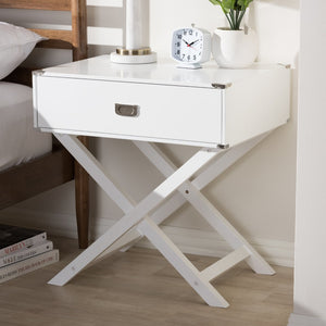 Baxton Studio Baxton Studio Curtice Modern White End Table with Storage Drawer & Open Shelf for Stylish Living Spaces GLD08085/White