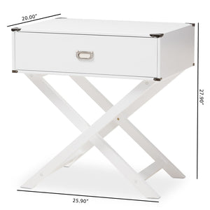 Baxton Studio Baxton Studio Curtice Modern White End Table with Storage Drawer & Open Shelf for Stylish Living Spaces GLD08085/White