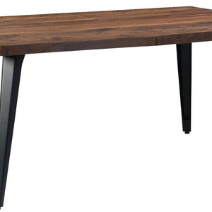 63 Inch Wood and Iron Dining Table Industrial Farmhouse Style Seats Six for Modern Rooms