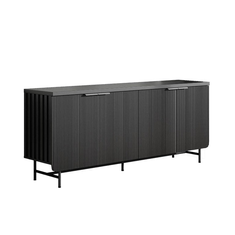 HomeRoots 68 Inch Wood Tv Stand with Enclosed Cabinet Storage Doors for Living Room Decor Black - B 762917