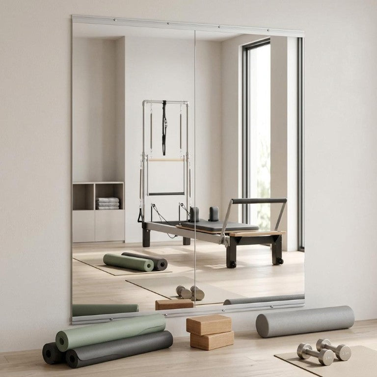 HomeRoots Set of Two Large Frameless Wall Mirrors for Home Gym Fitness Training Spaces 762919