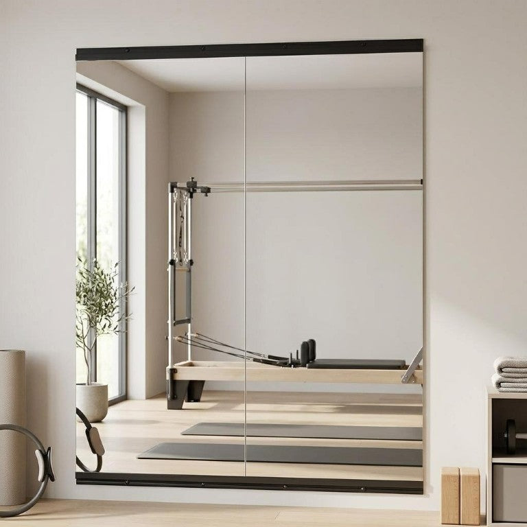 HomeRoots Set of Two Frameless Floor Mirrors Full Length Gym Wall Panels for Home Fitness 762927