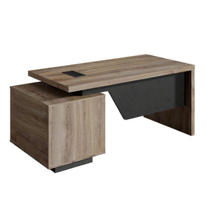 71 Inch Walnut Finished Pedestal Office Desk with Two Storage Drawers for Executives