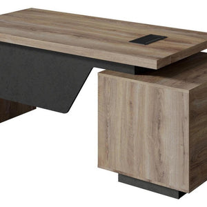 71 Inch Walnut Finished Pedestal Office Desk with Two Storage Drawers for Executives