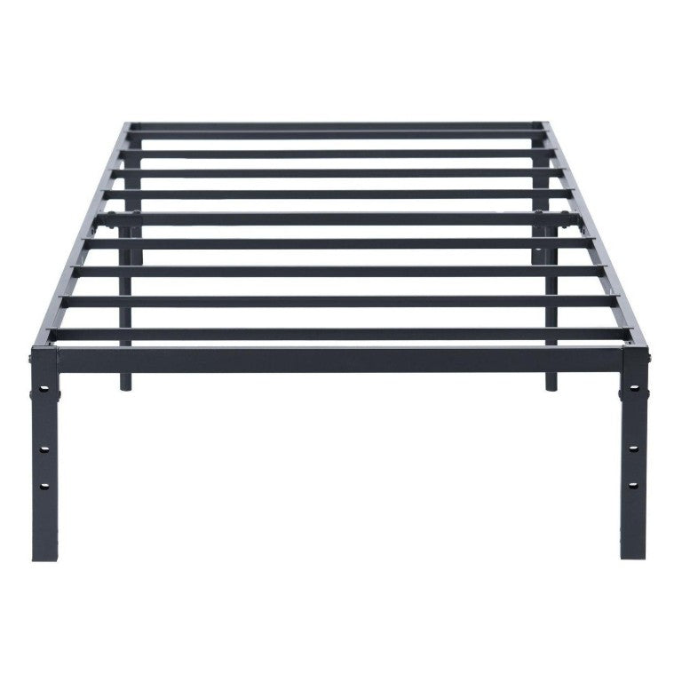 Black Steel Twin Bed Frame Sturdy Metal Platform for Modern Bedroom Decor