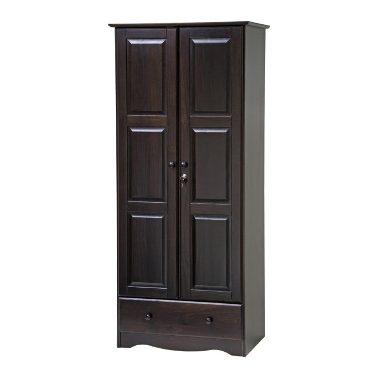 HomeRoots 72 Inch Solid Wood Combo Dresser with Double Doors and Drawer for Bedroom Storage 762940