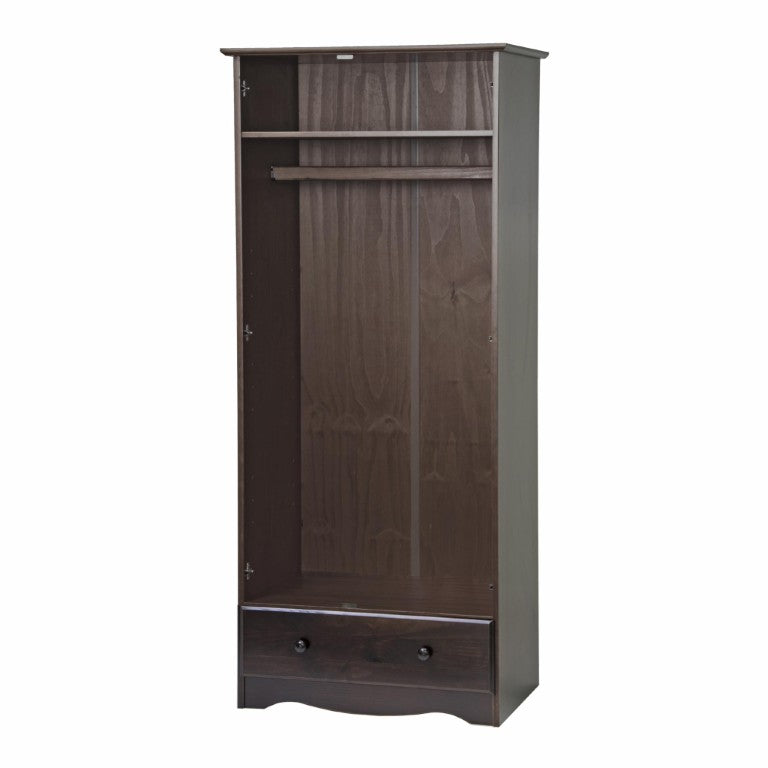 72 Inch Solid Wood Combo Dresser with Double Doors and a Drawer in Dark Brown