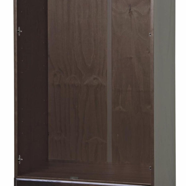 72 Inch Solid Wood Combo Dresser with Double Doors and a Drawer in Dark Brown