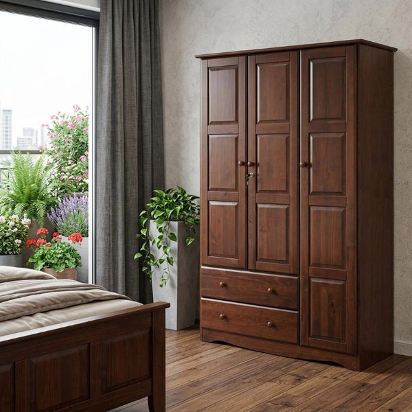 72 Inch Solid Wood Dresser with Three Doors Two Drawers for Spacious Bedroom Storage