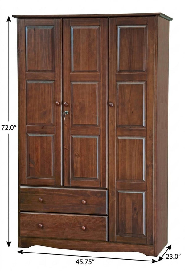 72 Inch Solid Wood Dresser with Three Doors Two Drawers for Spacious Bedroom Storage