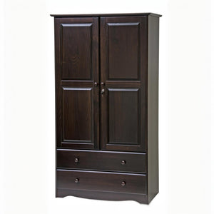 HomeRoots 72 Inch Solid Wood Combo Dresser with Double Doors and Drawers in Rich Dark Brown 762951