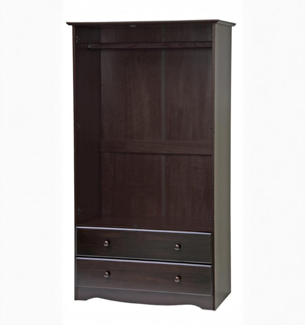 72 Inch Solid Wood Combo Dresser with Double Doors and Drawers in Rich Dark Brown