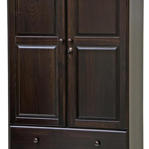 72 Inch Solid Wood Combo Dresser with Double Doors and Drawers in Rich Dark Brown