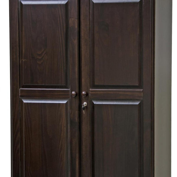 72 Inch Solid Wood Combo Dresser with Double Doors and Drawers in Rich Dark Brown