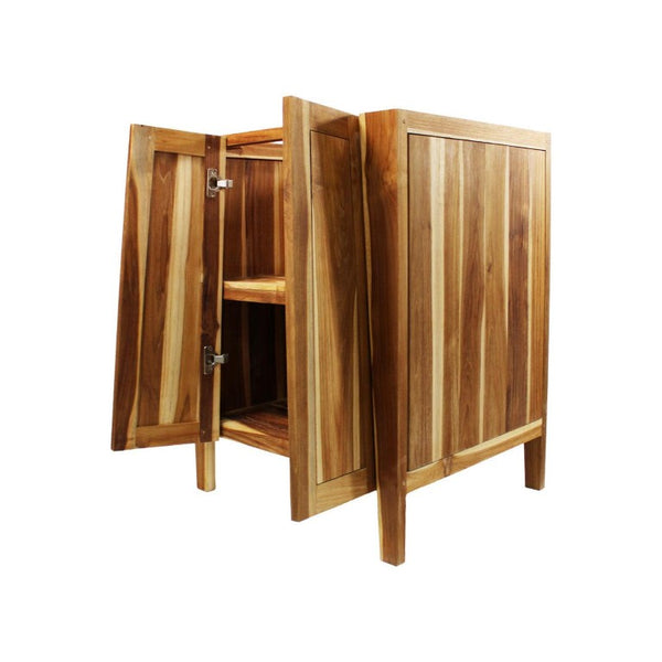 HomeRoots 24 Inch Solid Wood Bathroom Vanity with Double Doors Light Brown Freestanding Design 762958