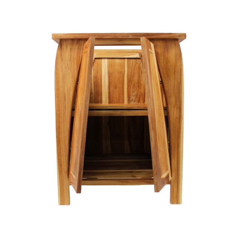 HomeRoots 24 Inch Solid Wood Bathroom Vanity with Double Doors Light Brown Freestanding Storage 762961