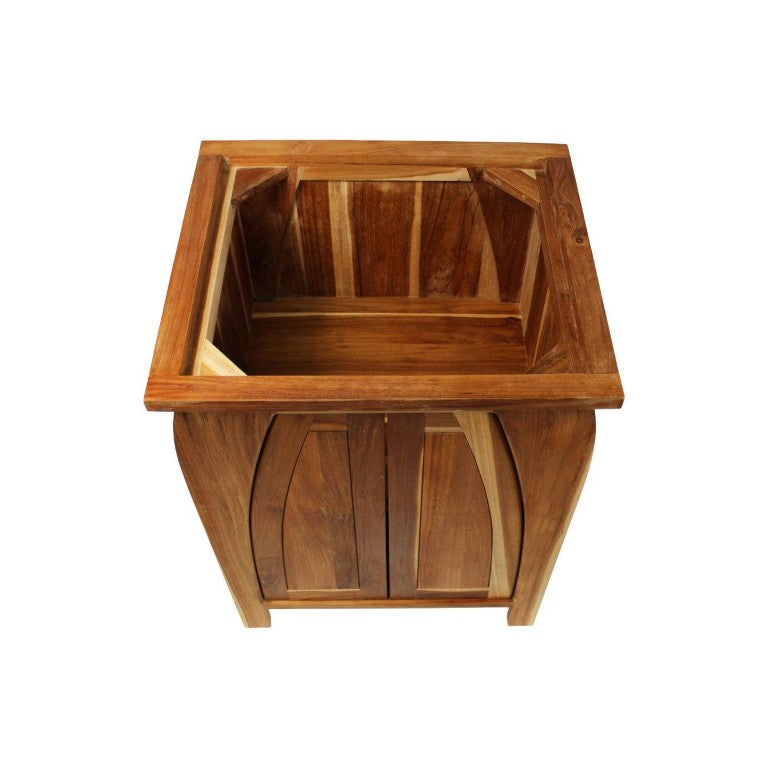 HomeRoots 24 Inch Solid Wood Bathroom Vanity with Double Doors Light Brown Freestanding Storage 762961