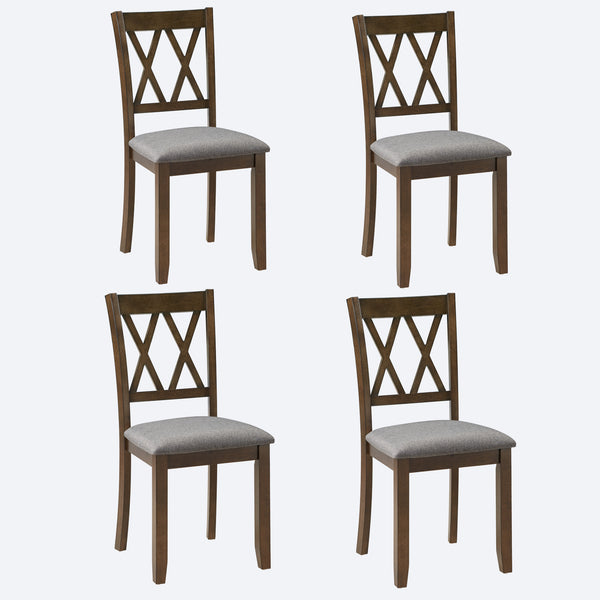English Elm Dining Chairs Set Of 4 - Ergonomic Walnut Wooden Dining Room Chairs With Padded Seats & Style W1998P317437