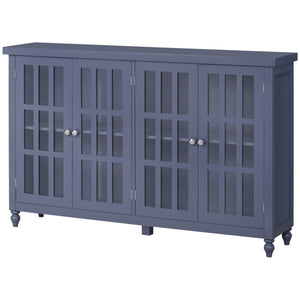 English Elm Homcom Modern Buffet Cabinet With Tempered Glass Doors, Adjustable Shelf & Stylish Gray Finish W2225P217376