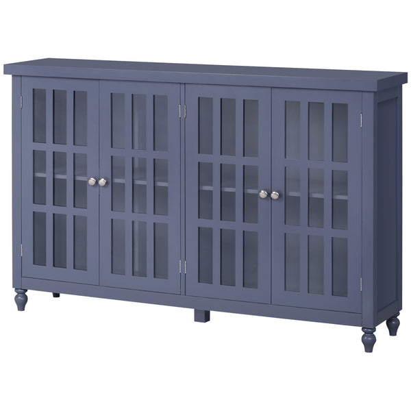 English Elm Homcom Modern Buffet Cabinet With Tempered Glass Doors, Adjustable Shelf & Stylish Gray Finish W2225P217376