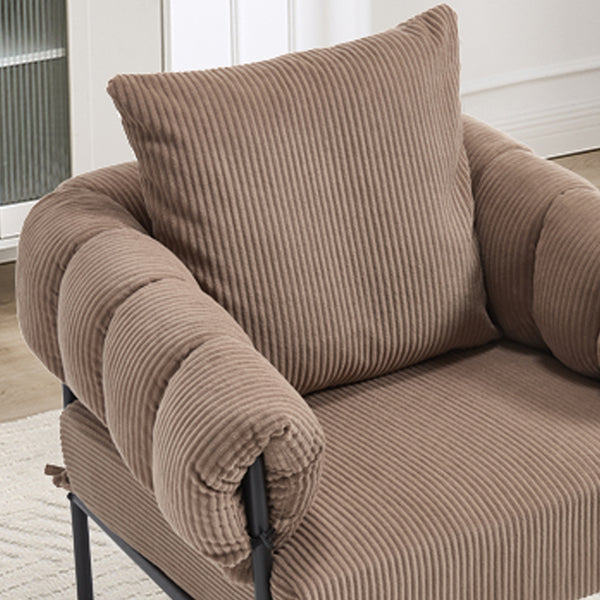 English Elm TS Modern decorative chair with plush teddy fleece upholstery and gold metal legs for luxe comfort and style Light Coffee W2311P308064