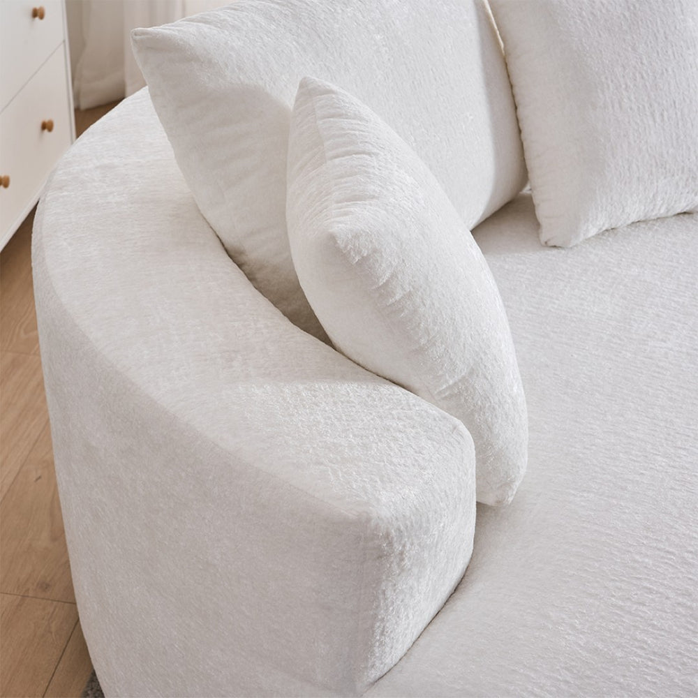 English Elm Round Swivel Barrel Chair Plush Chenille Upholstery Cozy Accent Seat for Any Room Beige W2915P338892