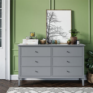 English Elm Valencia Seven Drawer Wide Dresser Dual Tone Laminate Matte Black Pulls Bedroom B2733S00011