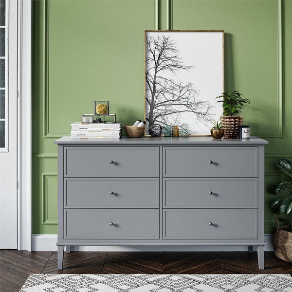 English Elm Valencia Seven Drawer Wide Dresser Dual Tone Laminate Matte Black Pulls Bedroom B2733S00011