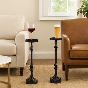 English Elm 26in. Steel Martini Side Tables Powder Coated Matte Patio Lounge Accent Set of 2 B2751P436404
