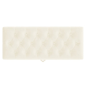 English Elm Modern Boucle Tufted Storage Ottoman Bench with Gold Legs for Bedroom or Entryway Beige N719P305620A