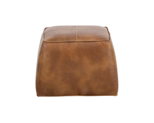 Sunpan ASPEN Ottoman - Vintage Tobacco Tan Faux Leather with Grey Accents for Stylish Living Spaces 102832V