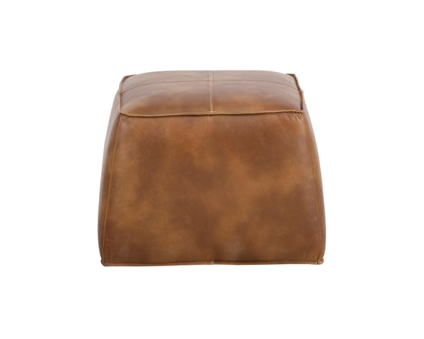 Sunpan ASPEN Ottoman - Vintage Tobacco Tan Faux Leather with Grey Accents for Stylish Living Spaces 102832V