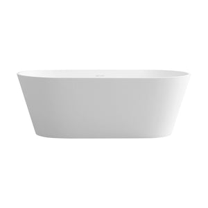 English Elm 63 Inch Freestanding Stone Resin Soaking Tub Matte White Spa Bathtub for Bathroom T3785P490211