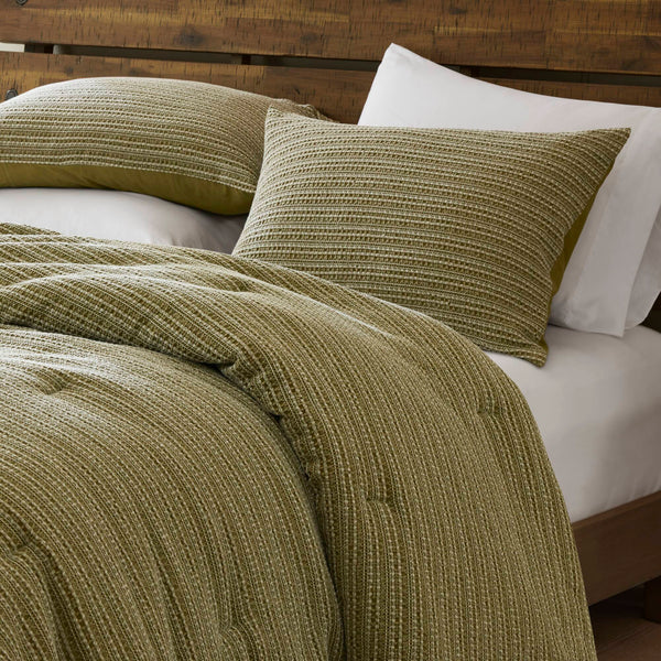 English Elm 3PCS Waffle Washed Comforter Set Full/Queen with Breathable 100% Cotton Face and Plush 270G Fill Green 23 L x 21 W x 12 H B035P341104