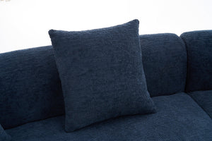 English Elm Compression Compression Sponge Sofa Curved Modular Sectional with 30D High-Density Chenille Sleeper for Cozy Apartment Living Room Comfort and Safe Rounded Design Antique Blue W2231S00019