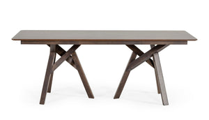 VIG Furniture Grover Sculptural Dark Wenge Dining Table — 79" Rectangular Beveled Top, Tripod Pedestals, Seats 8 VGMA-MIT-5222