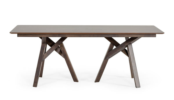 VIG Furniture Grover Sculptural Dark Wenge Dining Table — 79" Rectangular Beveled Top, Tripod Pedestals, Seats 8 VGMA-MIT-5222