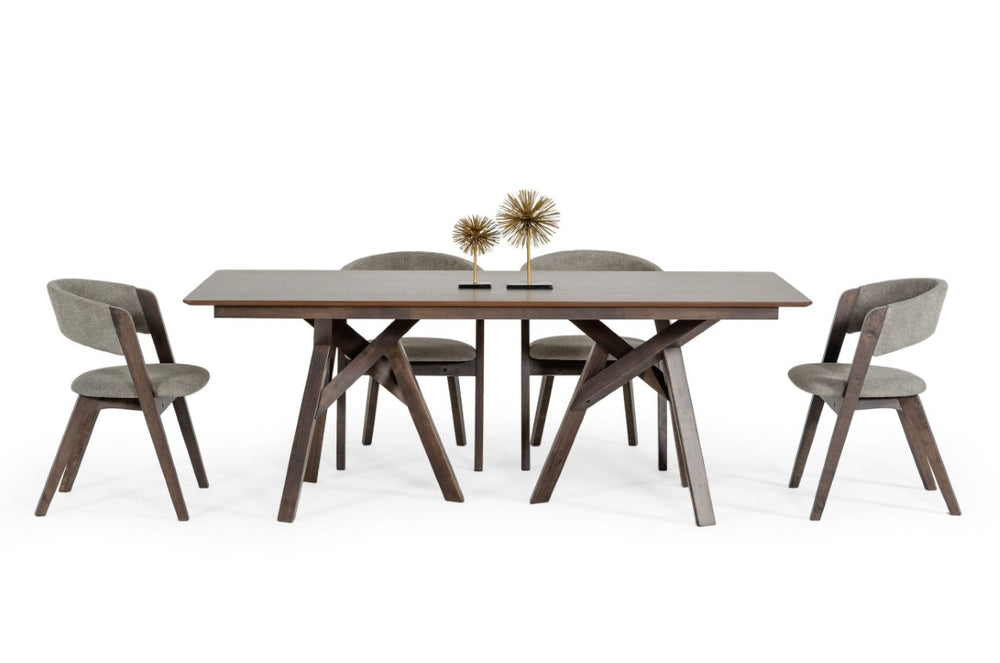 VIG Furniture Grover Sculptural Dark Wenge Dining Table — 79" Rectangular Beveled Top, Tripod Pedestals, Seats 8 VGMA-MIT-5222