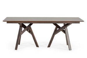 VIG Furniture Grover Sculptural Dark Wenge Dining Table — 79" Rectangular Beveled Top, Tripod Pedestals, Seats 8 VGMA-MIT-5222