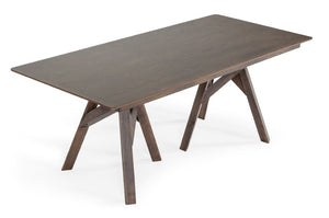 VIG Furniture Grover Sculptural Dark Wenge Dining Table — 79" Rectangular Beveled Top, Tripod Pedestals, Seats 8 VGMA-MIT-5222